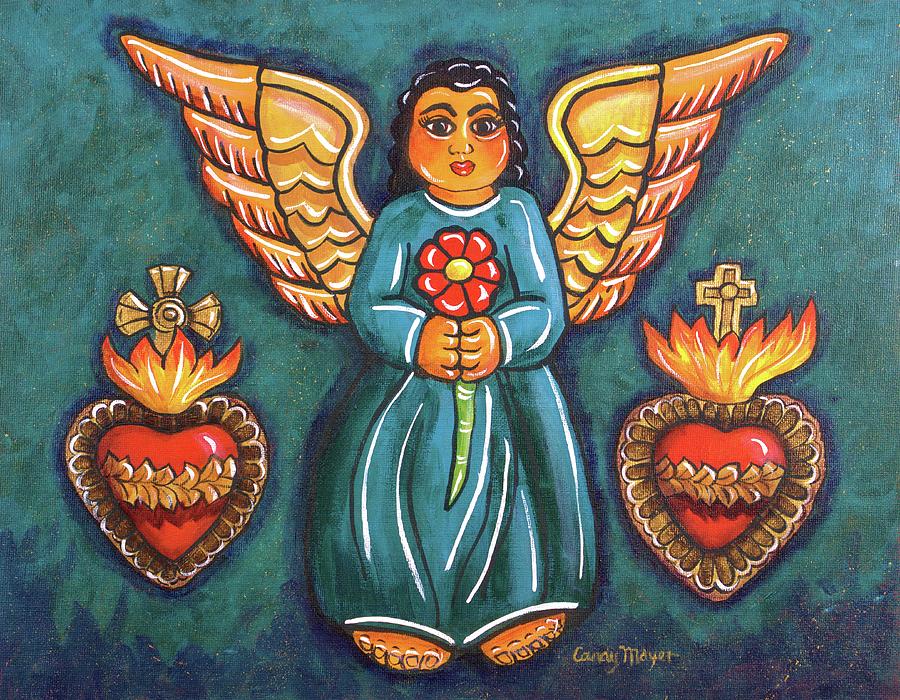 Sacred Hearts Angel Painting by Candy Mayer