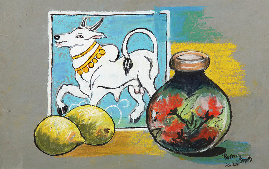 Still Life Painting - Sacred  Hindu Cow by Penelope Jane Smith