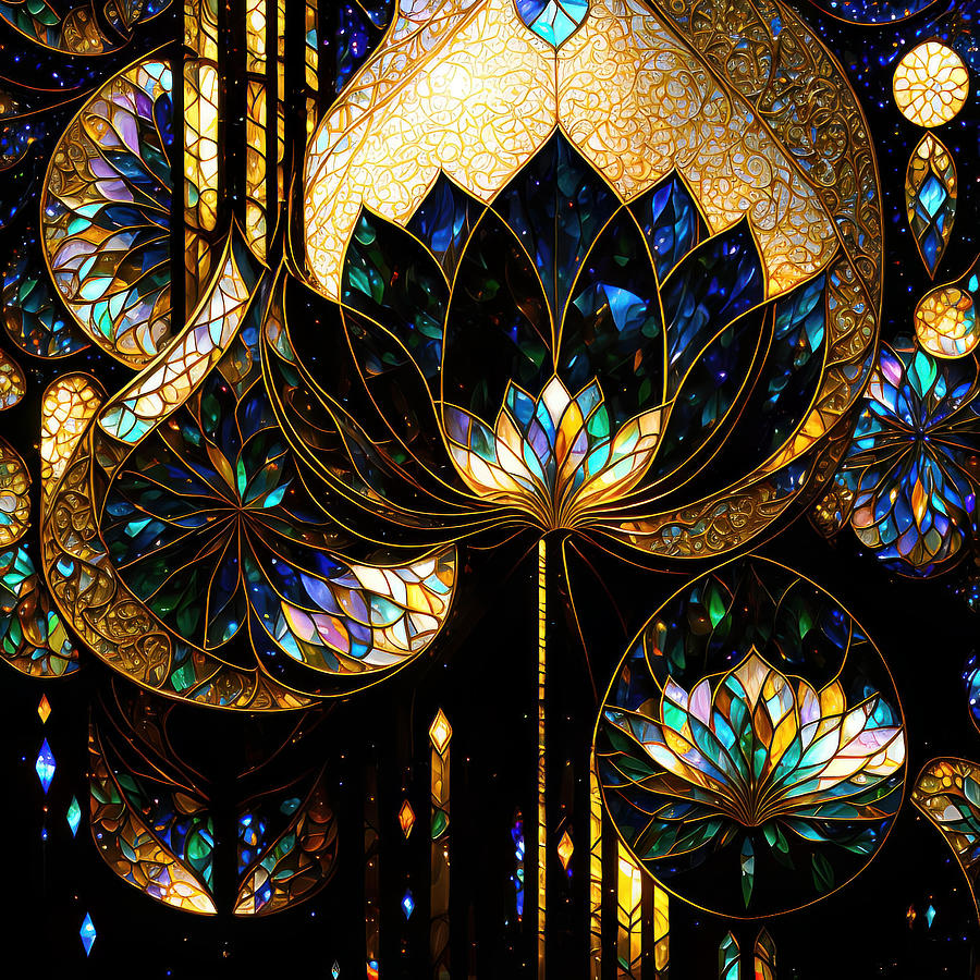 Sacred Lotus Glow - Rebirth Digital Art by Peggy Collins
