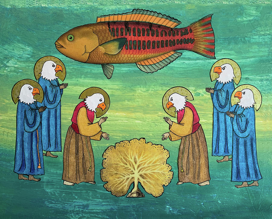 Sacred Fish Mixed Media by Lorena Cassady