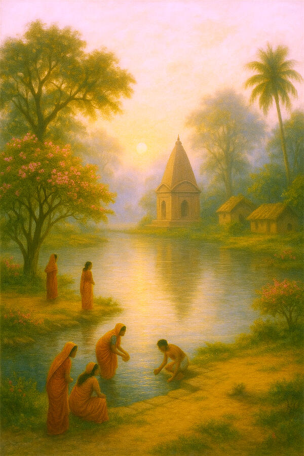 Sacred Waters of Bengal with Women at the Temple Ghat Digital Art by Atma Jyoti Ashram Sacred Waters of Bengal with Women at the Temple Ghat Digital Art by Atma Jyoti Ashram