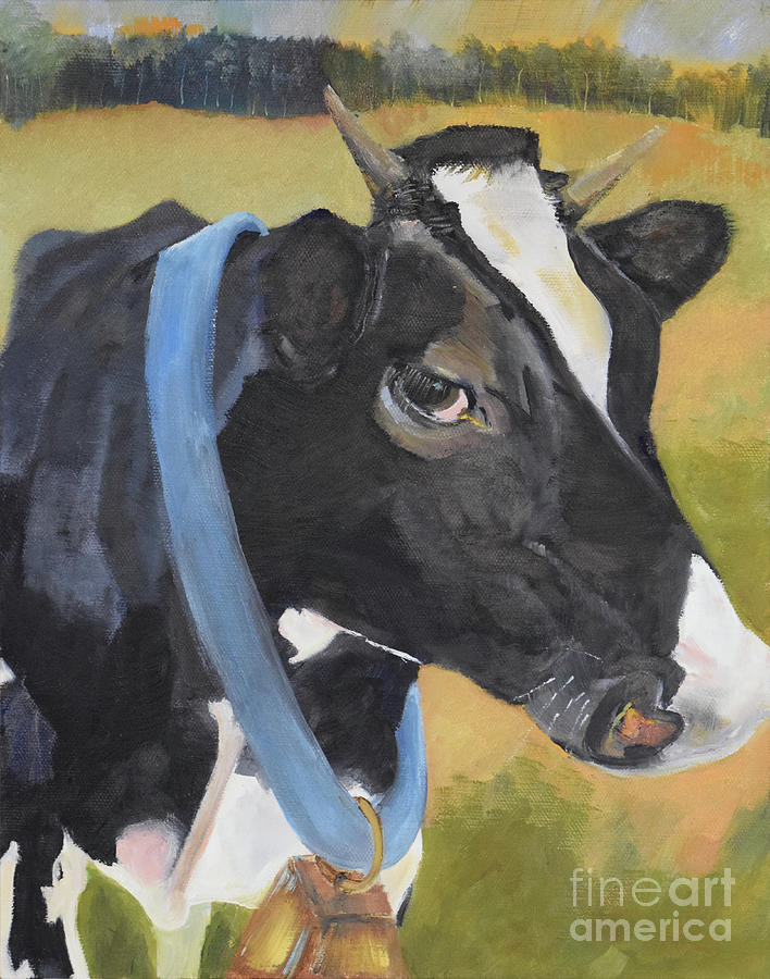Sad Bessie - Cow Painting by Jan Dappen