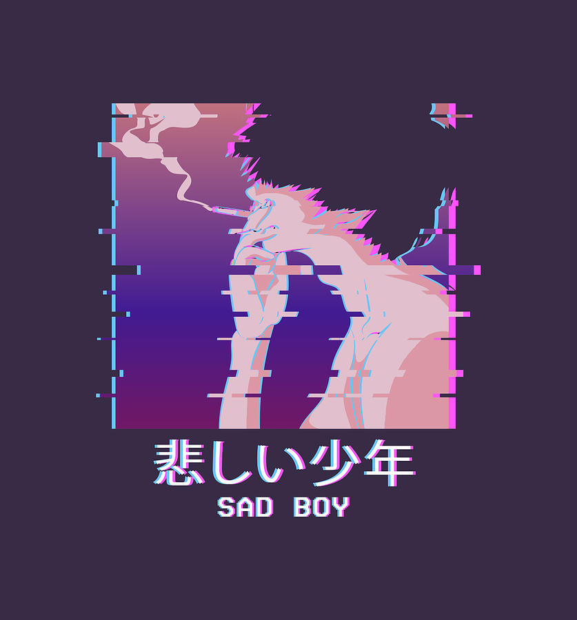 Sad Boy Smoking Anime Boy Vaporwave Eboy cool Painting by Thompson ...