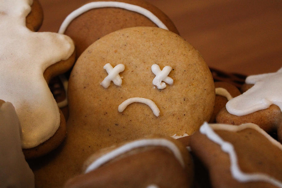 Sad gingerbread man in the woven basket Photograph by Julia Neroznak