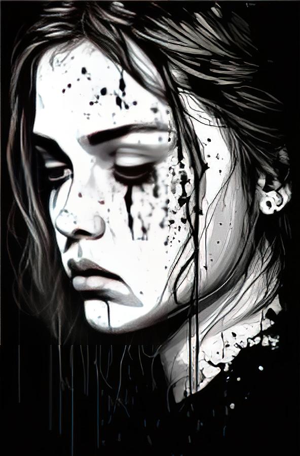 Sad girl Digital Art by Athanasios Goulas - Fine Art America