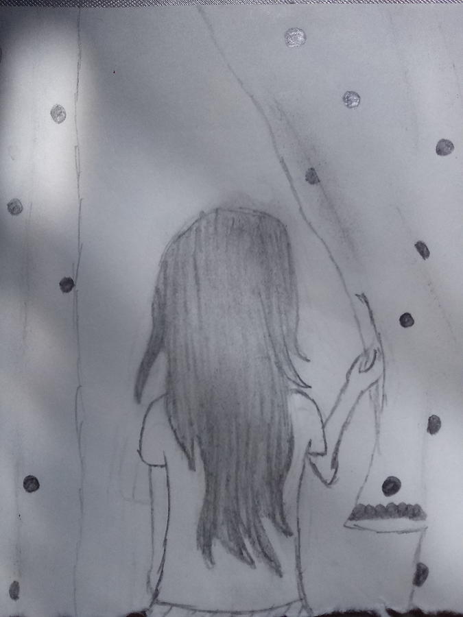 drawing girl sad