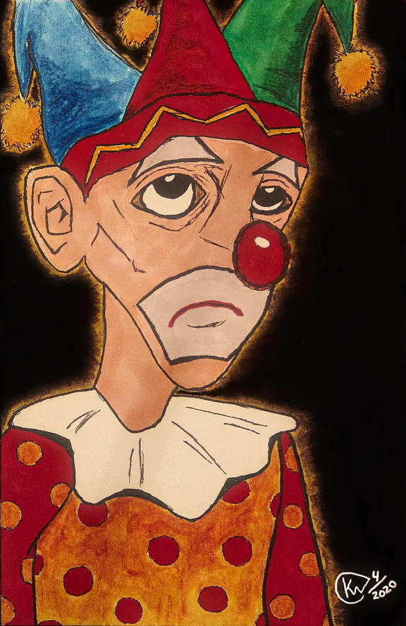 Clown Mixed Media - Sad Joker by Kurt Westerman