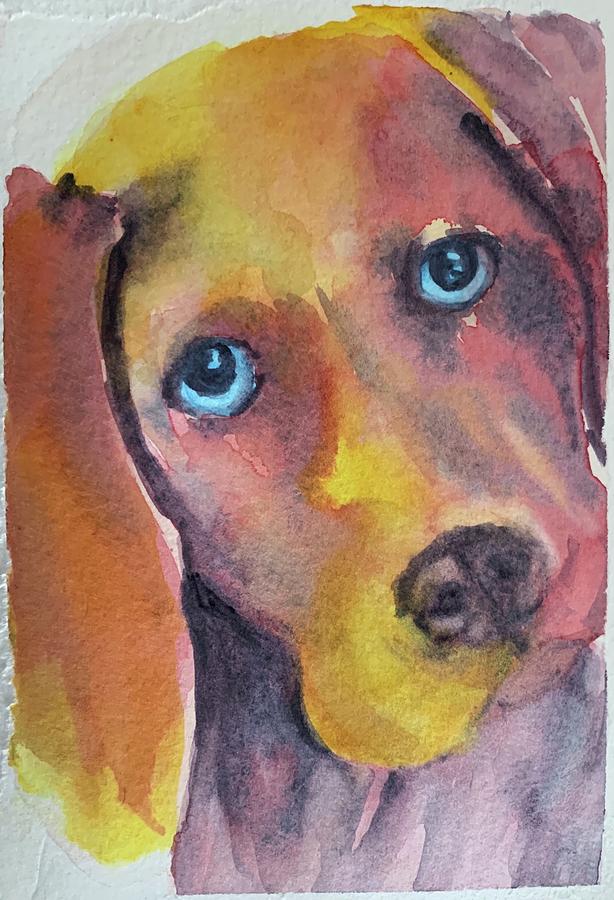 Sad Puppy Eyes Painting by Christine Marie Rose