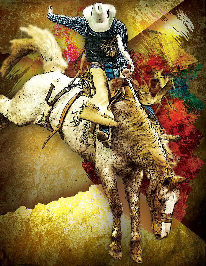 Saddle Bronc Rider Digital Art by Gene Bollig
