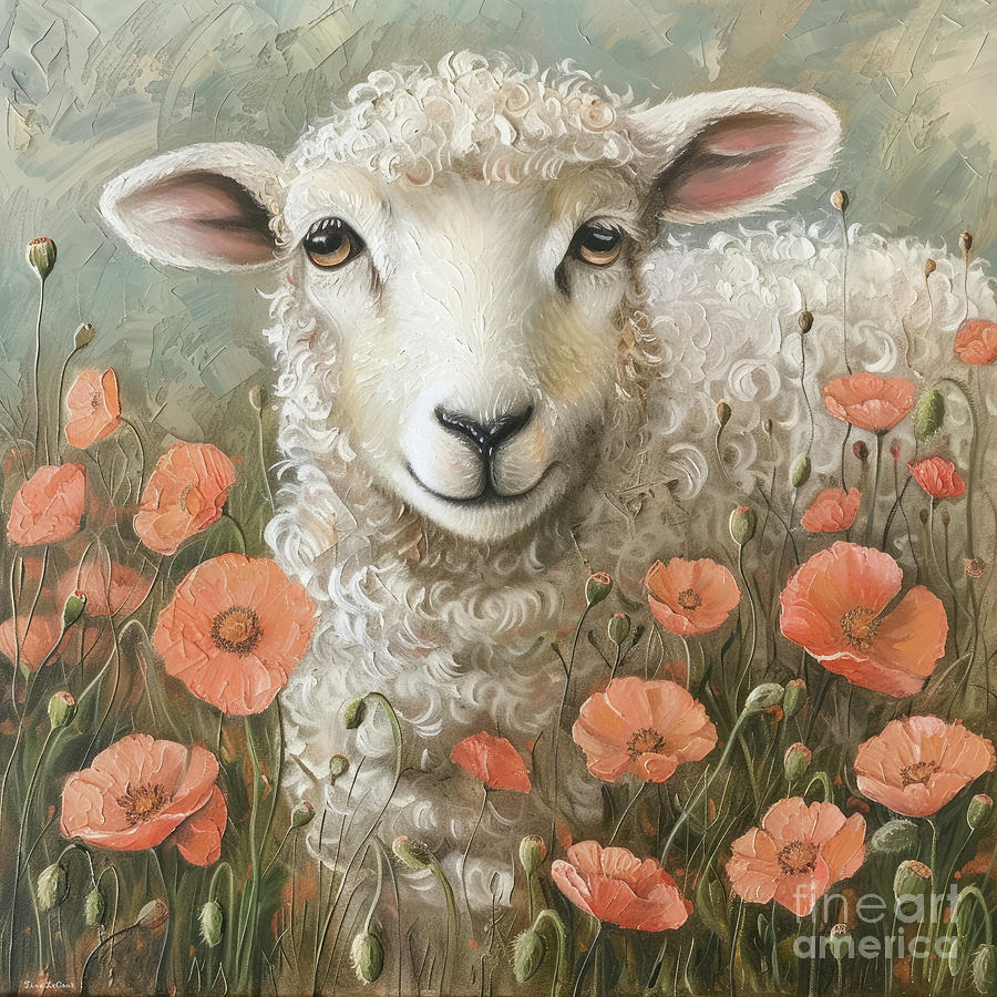 Sadie In The Poppies Painting by Tina LeCour