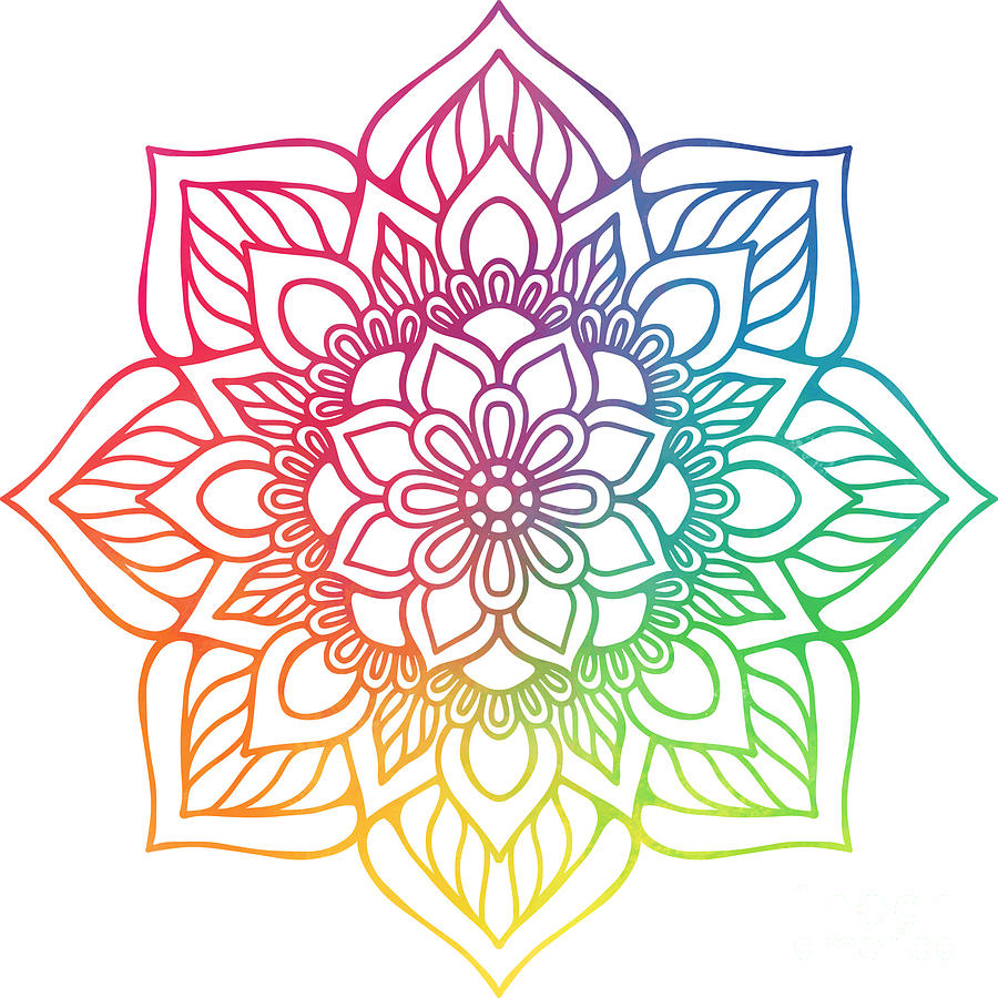 Sadiran - Colorful Vibrant Rainbow Mandala Pattern Digital Art by Sambel Pedes