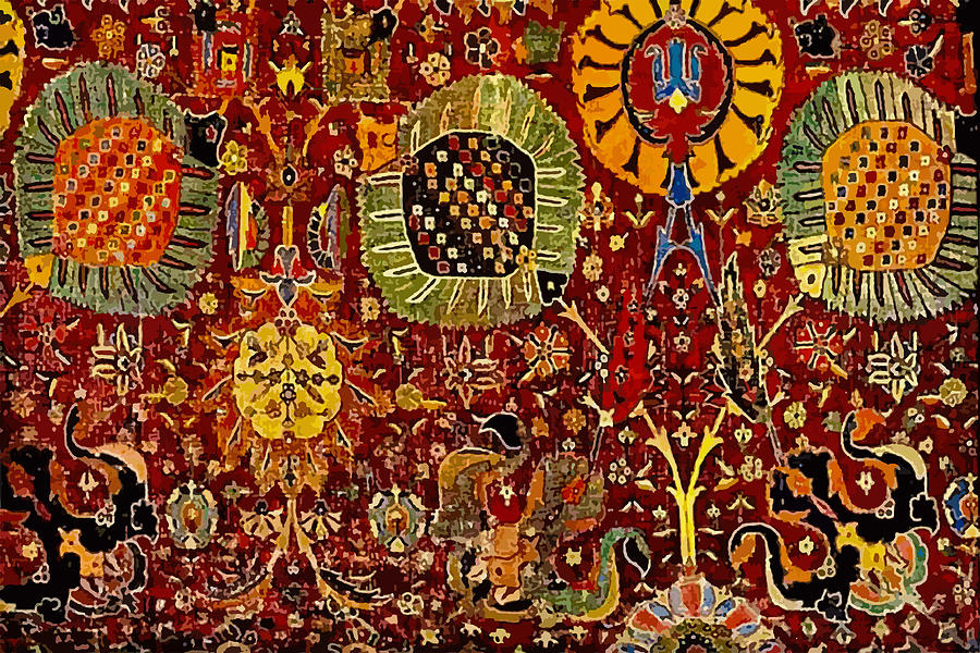 Vintage Digital Art - Safavid Red Carpet Fragment by Vicky Brago-Mitchell
