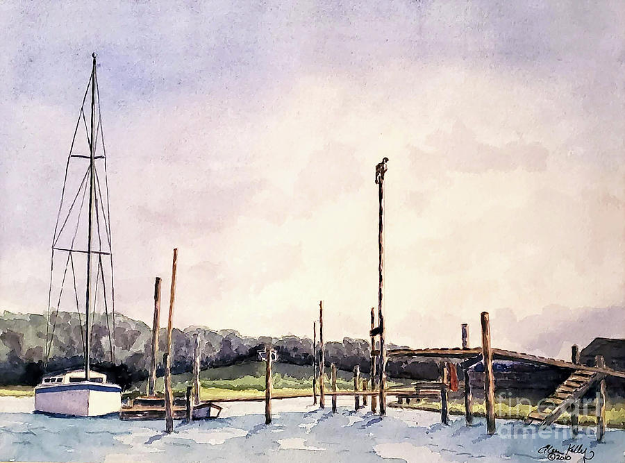 Safe Docking at Mattituck Inlet Painting by Eileen Kelly
