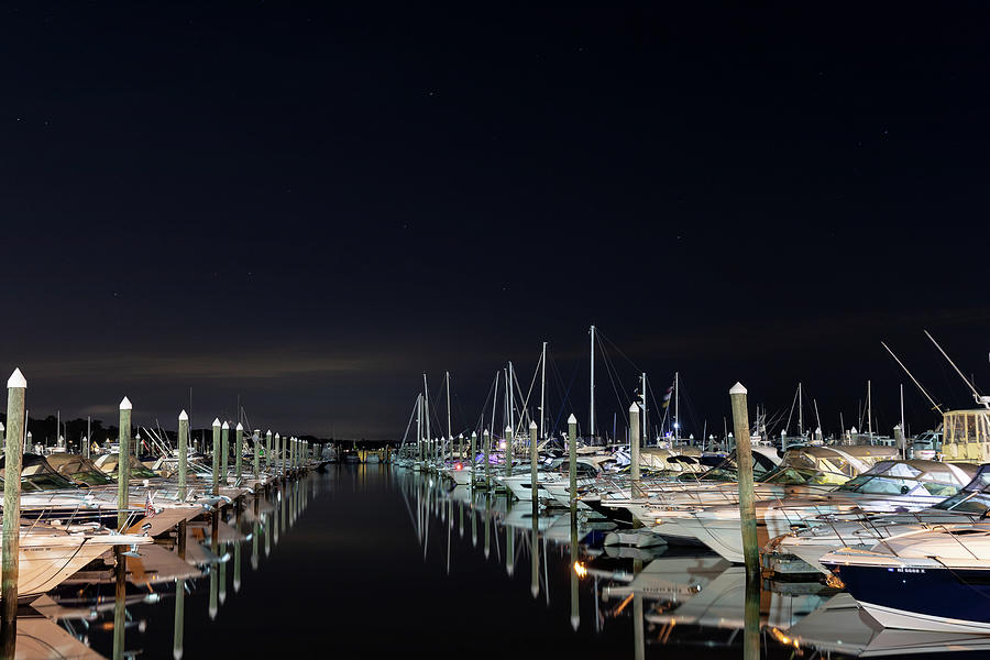 Safe Harbor Marina at Night Photograph by Denise Kopko