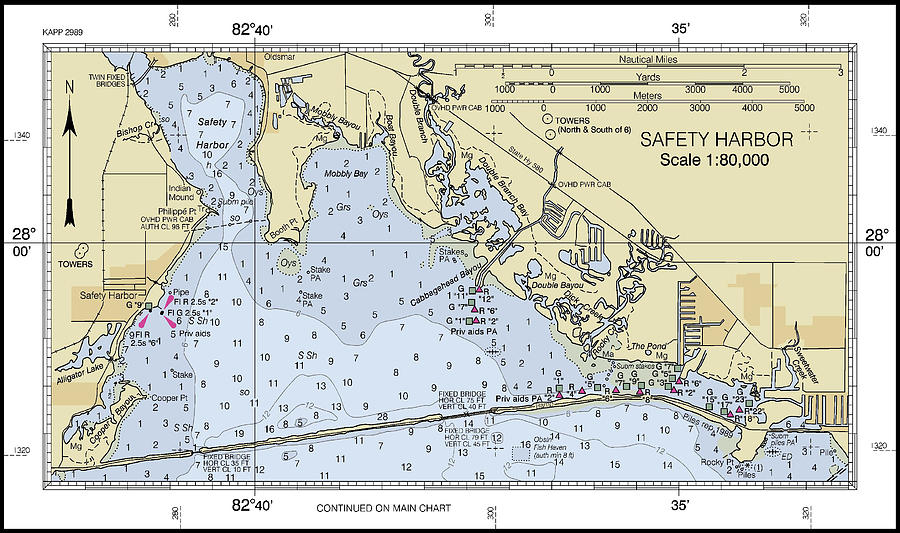 Safety Harbor Florida, NOAA Chart 11416_4 Digital Art by Nautical Chartworks