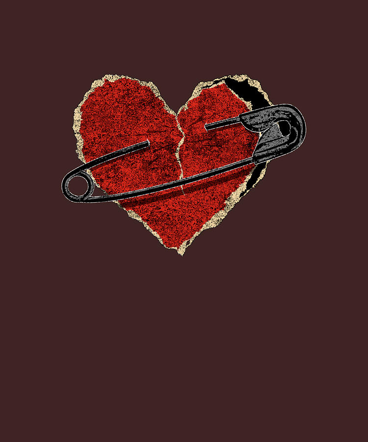 Safety Pin Heart Punk Rock Emo Goth Painting by Ray Young - Fine Art America