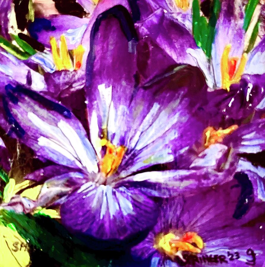 Saffron Crocus Painting by Gary Springer