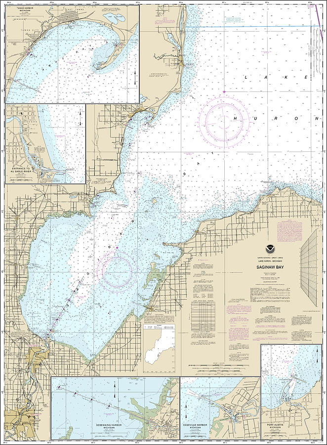 Saginaw Bay Nautical Chart 14863 No Borders Digital Art by John Gernatt ...