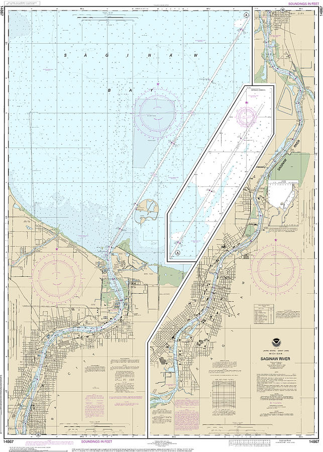 Saginaw River Nautical Chart 14867 Digital Art by John Gernatt Fine