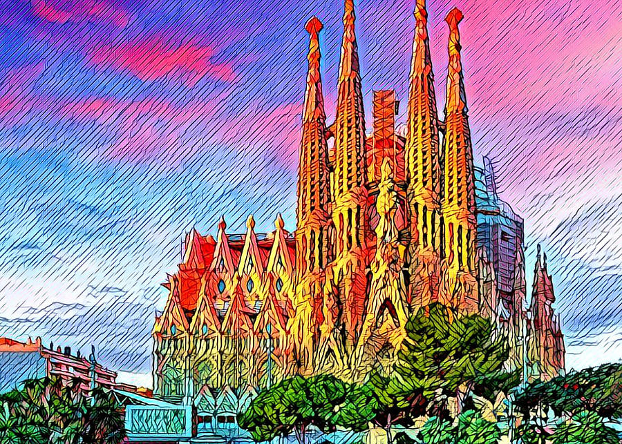 Sagrada Familia, Barcelona Painting by Piet Van Bergen - Fine Art America