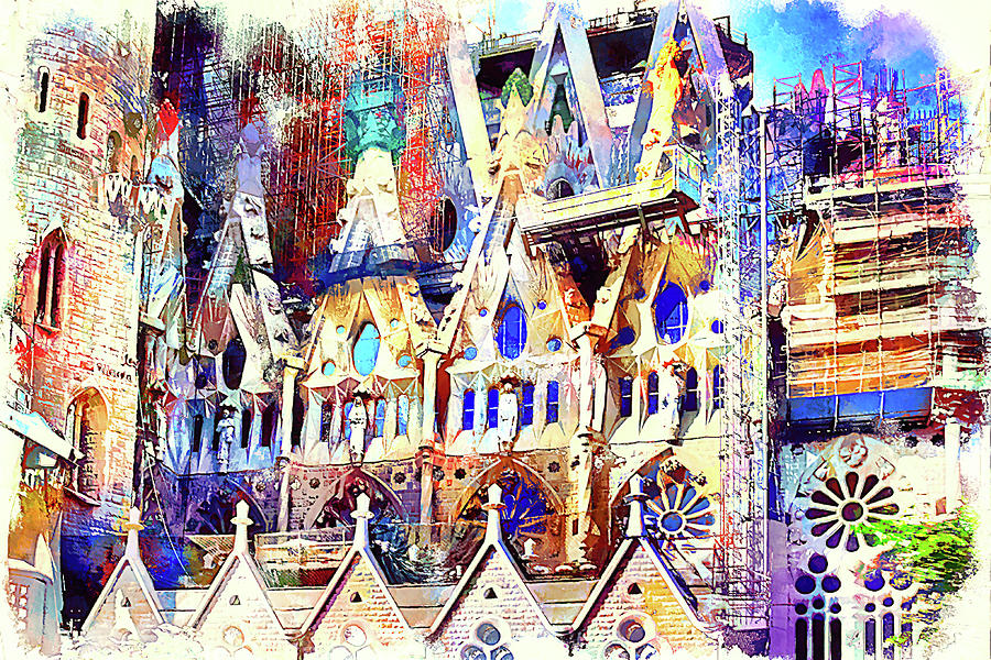 Sagrada Familia Basilica Gaudy Mixed Media by Tatiana Travelways