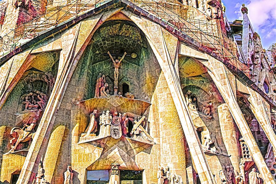 Sagrada Familia Detail Mixed Media by Tatiana Travelways