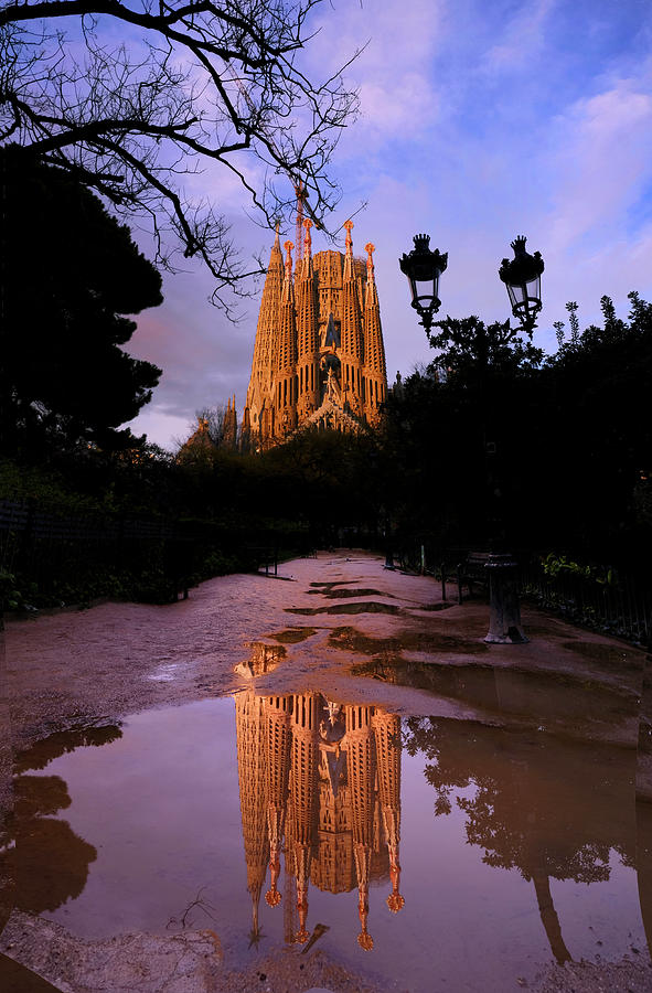 Barcelona Photograph - Sagrada Familia. Gaudi. Barcelona. Spain. At sunset after the storm by Guido Montanes Castillo