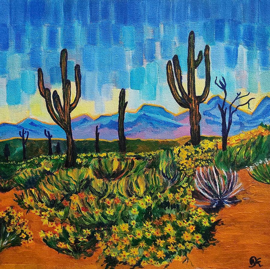 Saguaro at dawn Painting by Keerthana DN | Fine Art America