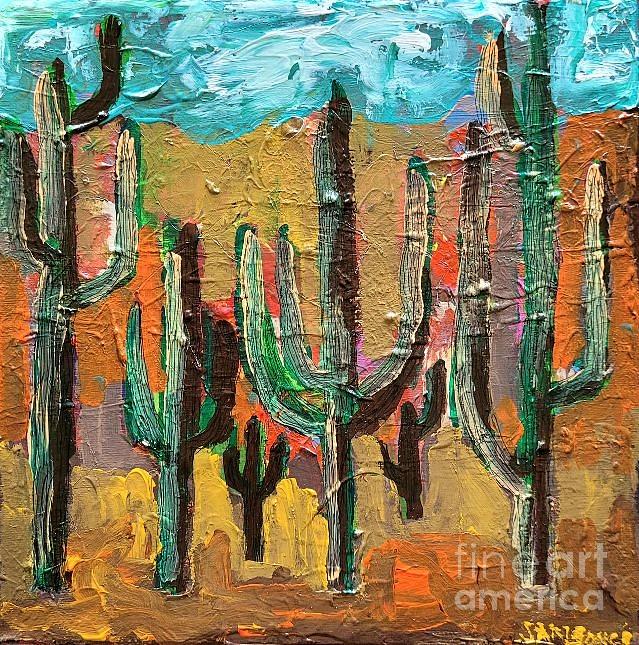 Saguaro Cactus Fort Mohave Painting by Mark SanSouci