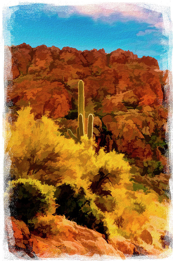 Saguaro Cactus Digital Art by Frank Lee