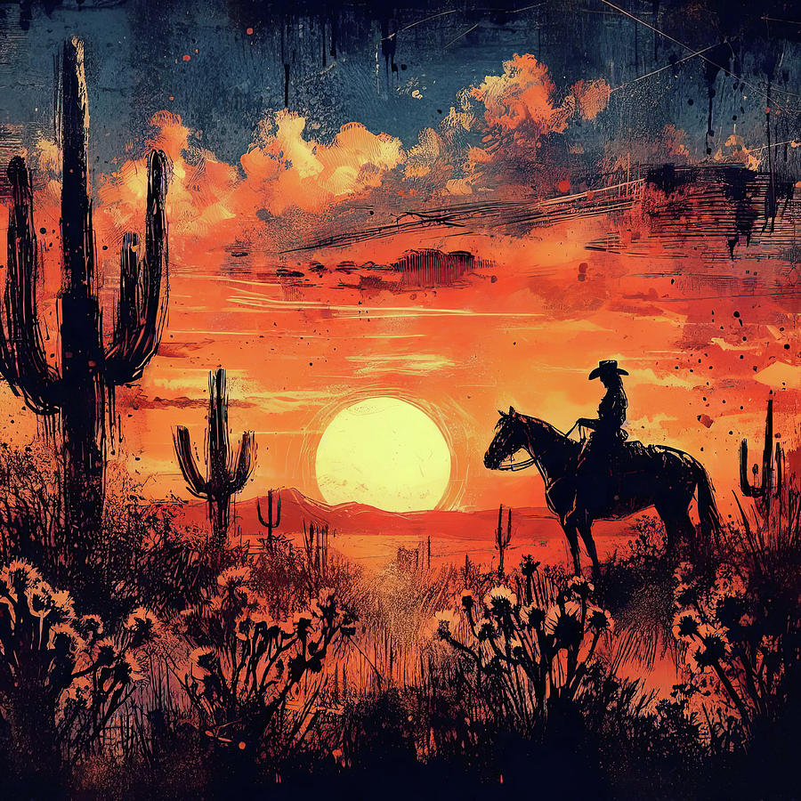 Saguaro Desert Cowboy Digital Art by HH Photography of Florida
