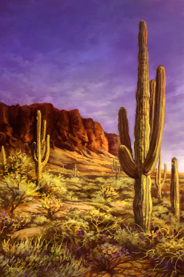 Saguaro Painting by Hans Neuhart