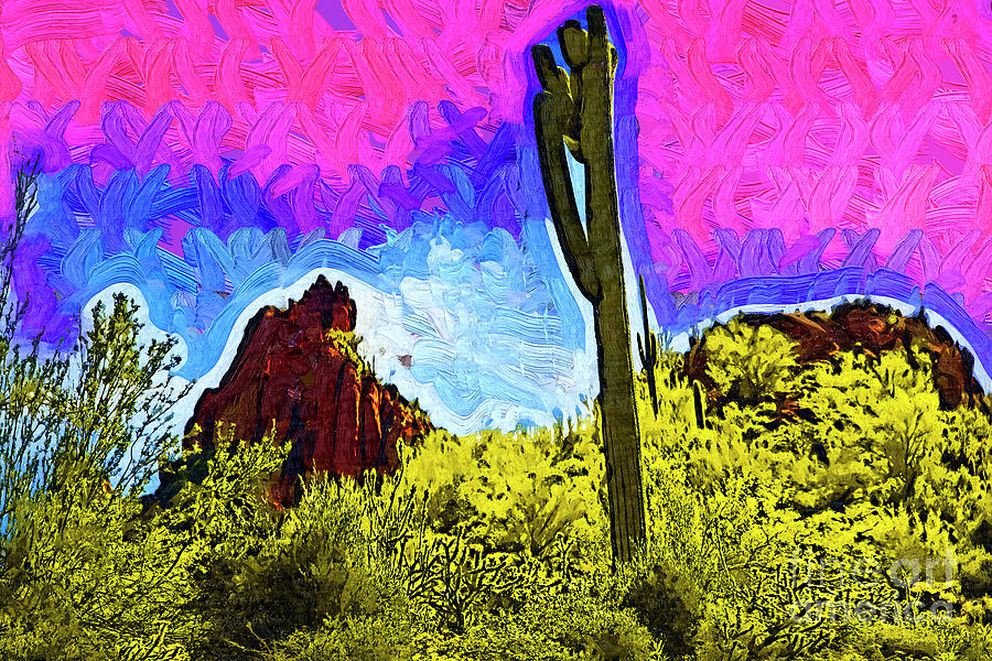 Saguaro In The Desert Digital Art by Kirt Tisdale
