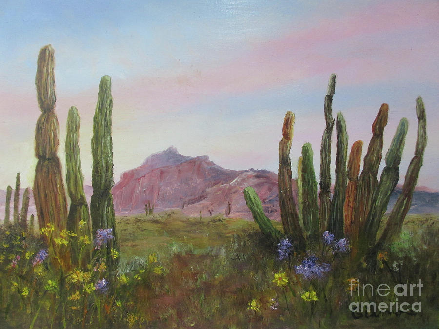 Saguaro Mountain View                                Painting by Roseann Gilmore
