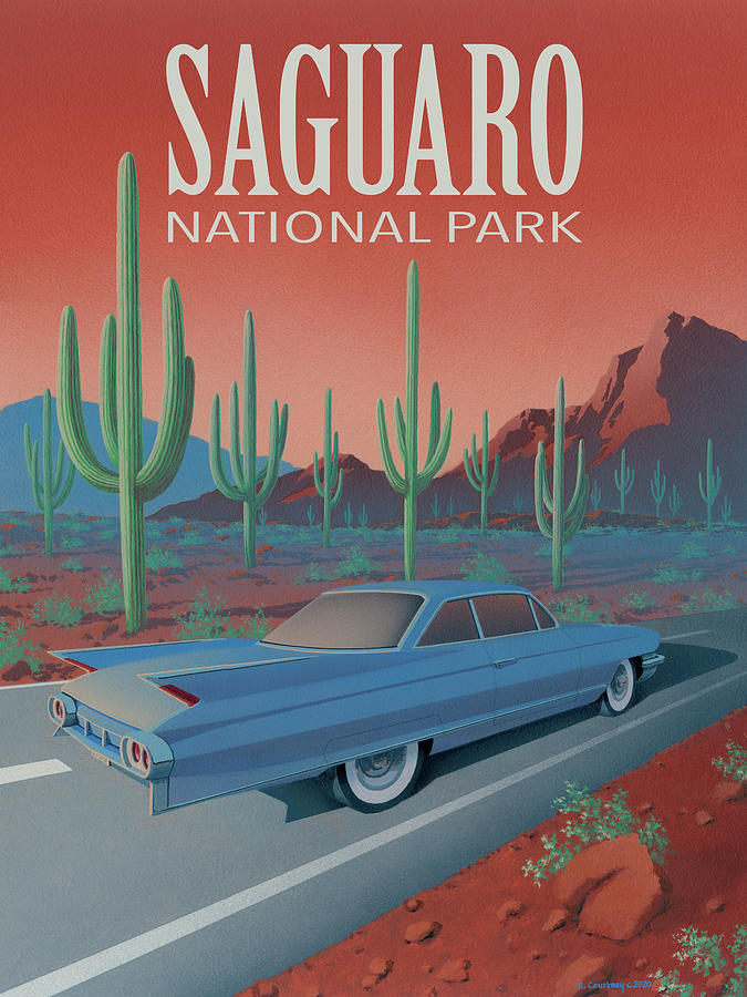 Saguaro National Park Digital Art - Saguaro National Park with Text by Richard Courtney