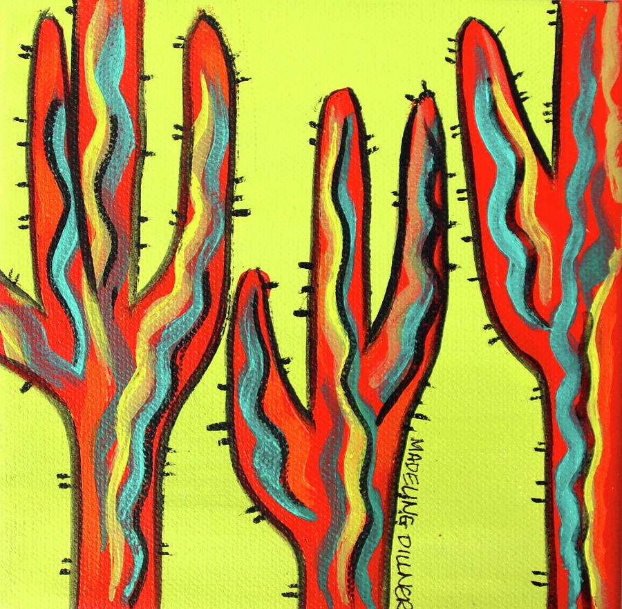 Saguaro Salutations Painting by Madeline Dillner