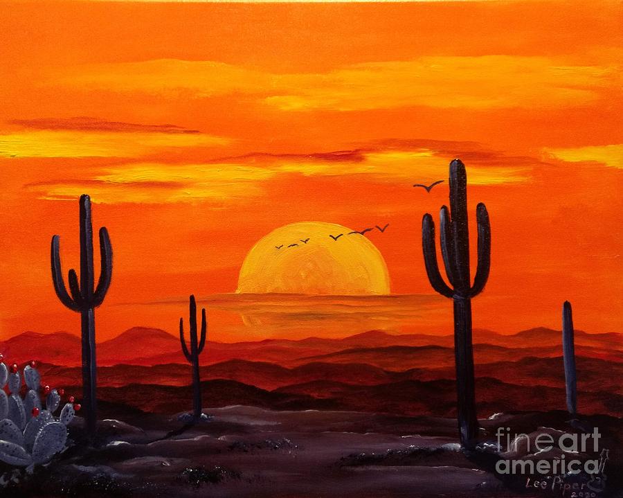 Saguaro Sunrise Painting by Lee Piper