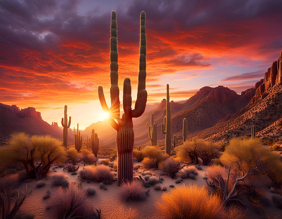 Saguaro Sunset Photograph by Cate Franklyn