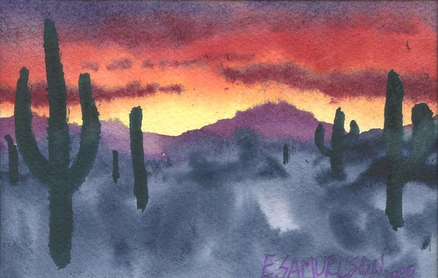 Saguaro Sunset Painting by Eric Samuelson