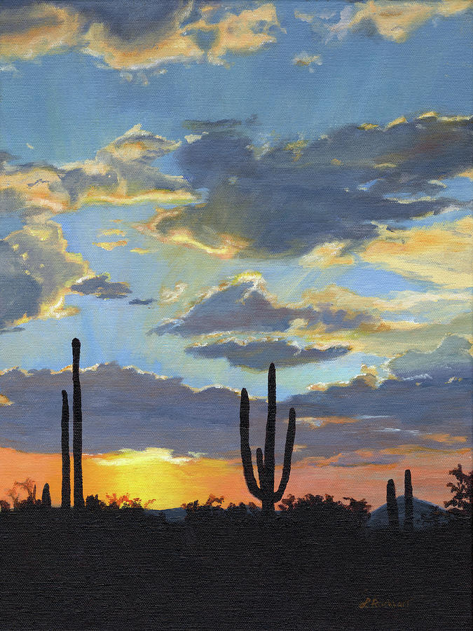 Saguaro Sunset Painting by Lynne Reichhart
