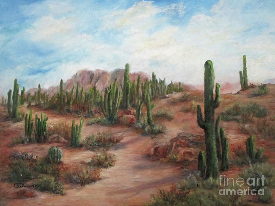 Saguaro Trail Painting by Roseann Gilmore