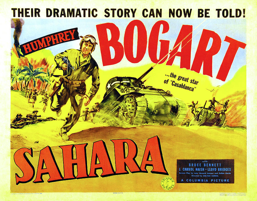 Humphrey Bogart Mixed Media - Sahara 2, with Humphrey Bogart, 1943 by Movie World Posters
