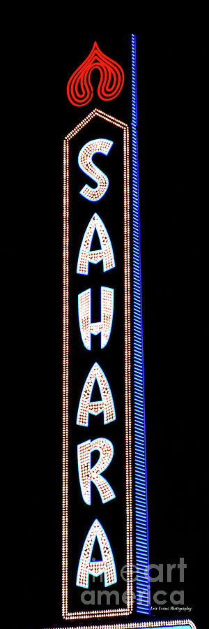 Las Vegas Photograph - Sahara Casino Sign at Night 1980s 3 to 1 Ratio by Aloha Art