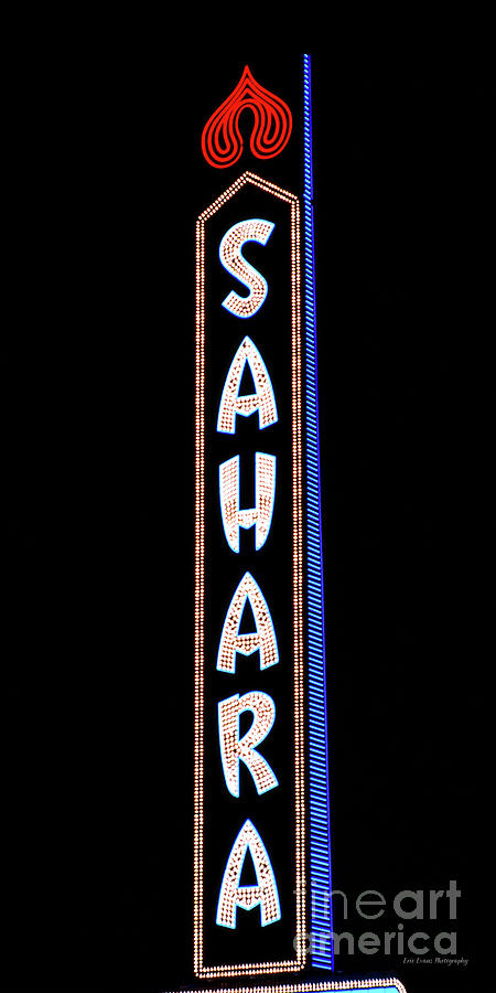 Las Vegas Photograph - Sahara Casino Sign at Night 1980s by Aloha Art