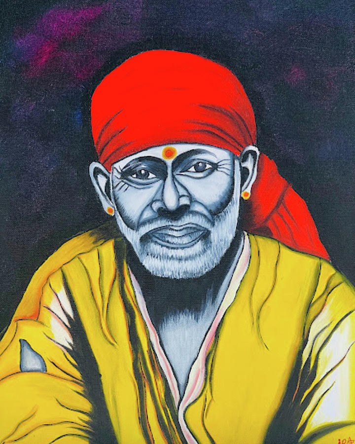 Portrait Painting - Sai Baba by IRA World Art