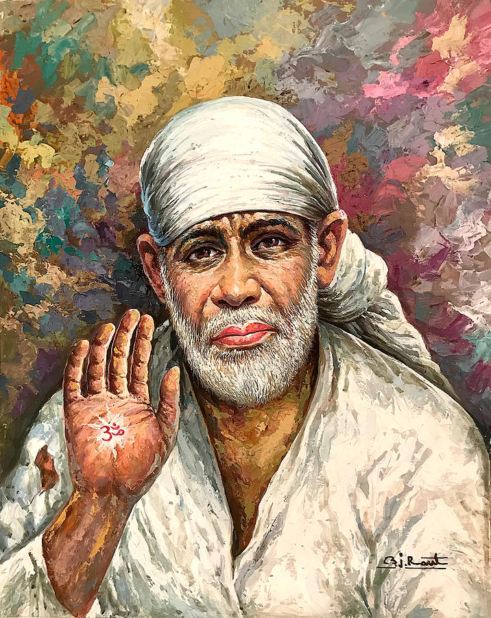 modern art sai baba painting