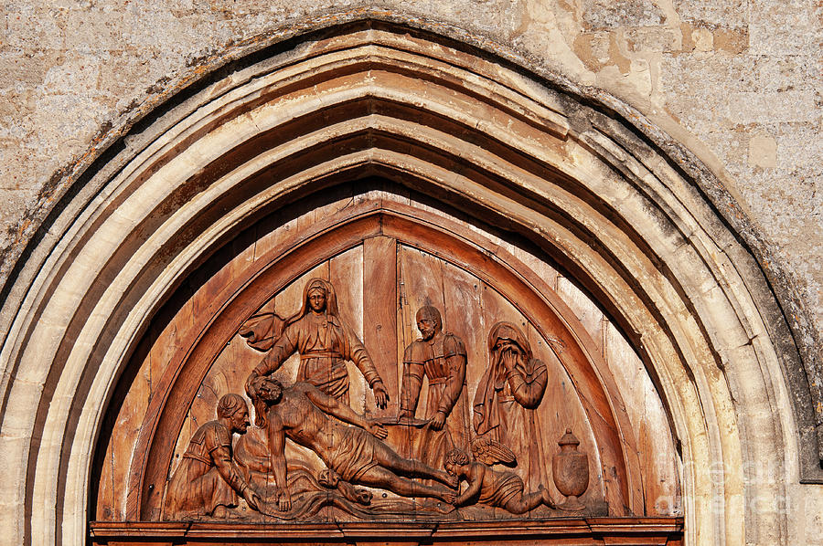 Saignon Saint Mary Church Wood Carving Photograph by Bob Phillips