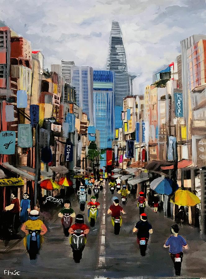 Saigon Town Painting by Saigon Tattoo LLC Kids Artist team - Pixels