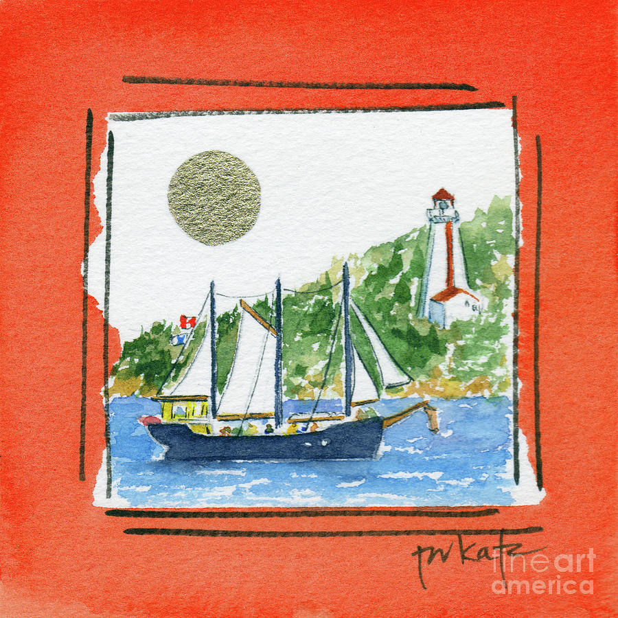 Lighthouse Painting - Sail Away by Pat Katz