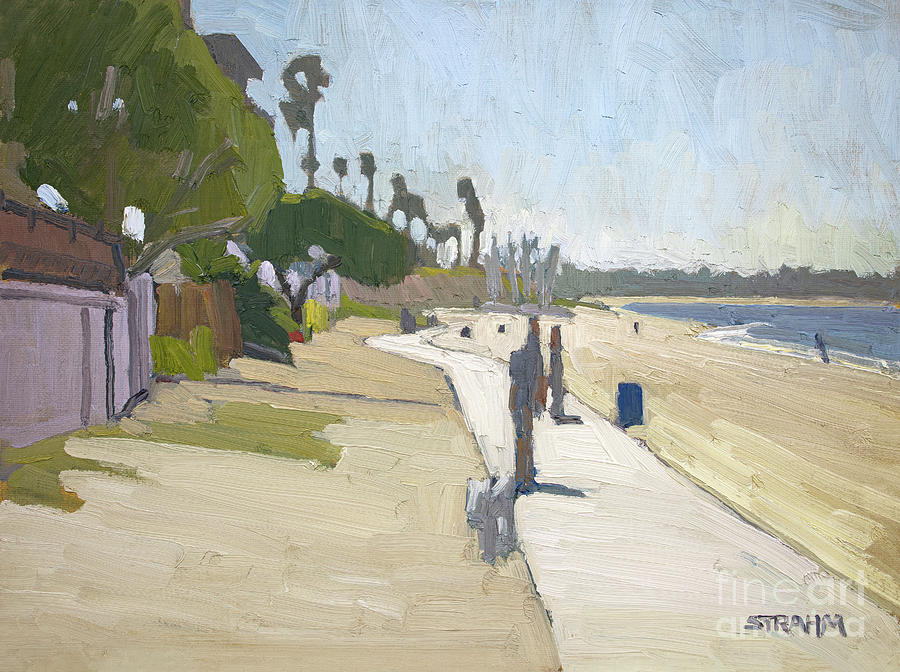 Sail Bay Bayside Walk Crown Point - Pacific Beach, San Diego, California Painting by Paul Strahm